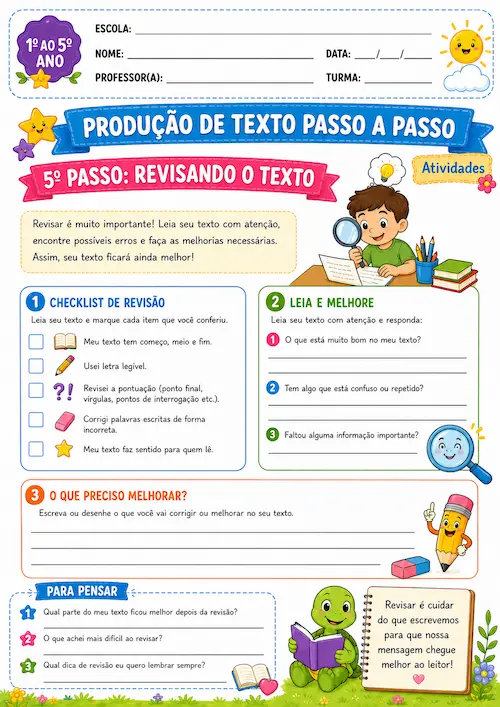 Folha do material de produção de texto