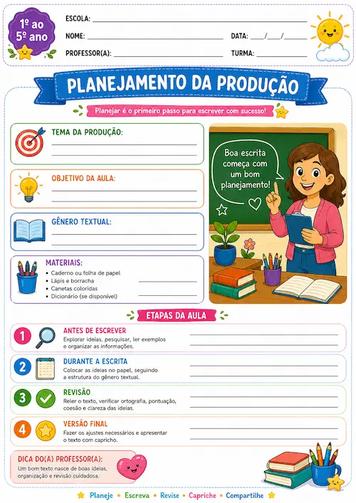 Atividade de produção textual para sala de aula