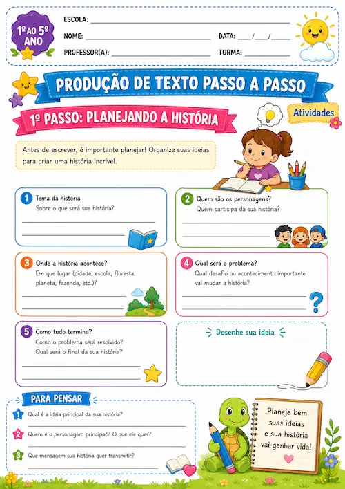 Folha do material de produção de texto